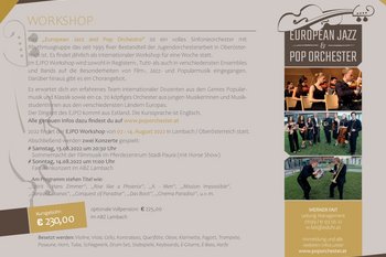 European Jazz and Pop Orchestra Workshop 2022 – mach mit!