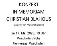 Gedenkkonzert im Memoriam Christian Blahous