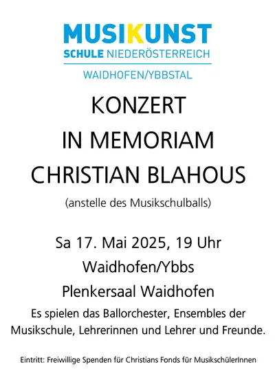 Gedenkkonzert im Memoriam Christian Blahous