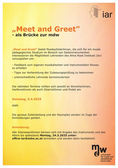 Meet & Greet - als Brücke zur mdw
