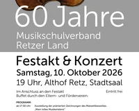 Plakat mit Text für 60 Jahre Musikschulverband Retzer Land