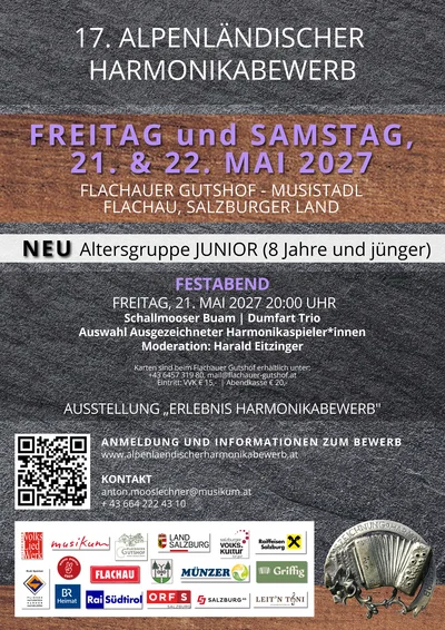 Plakat mit Textinfos zum Harmonikabewerb