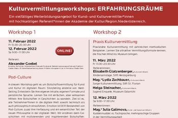 Workshops für Kulturvermittlung