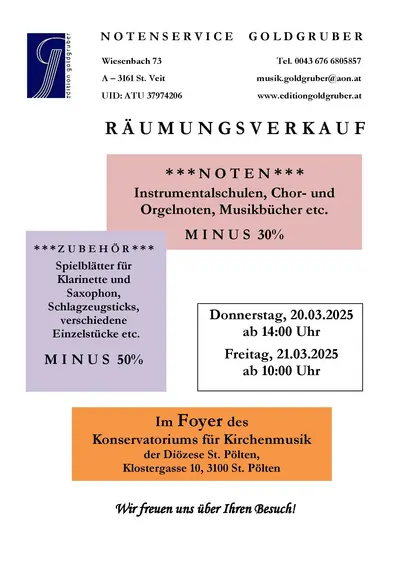 Notenservice Goldgruber - Räumungsverkauf