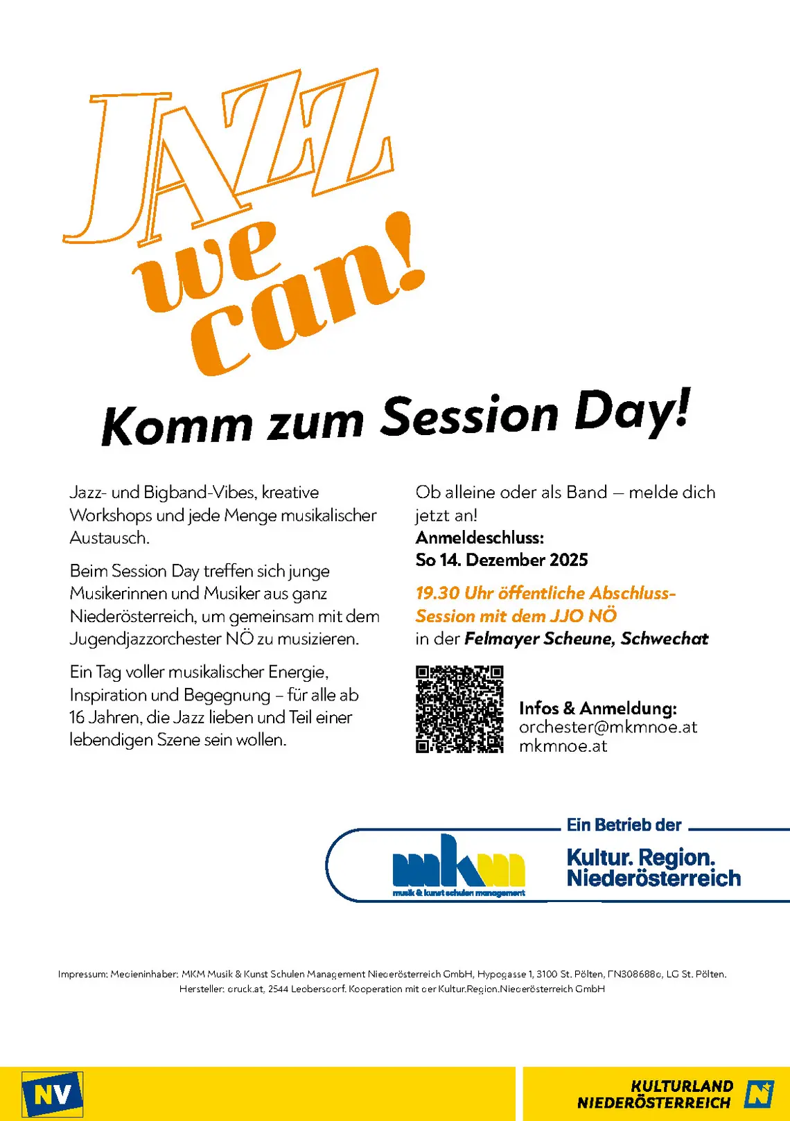 Plakat mit mehr Informationen zum Session Day inklusive QR-Code.